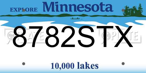 8782STX Minnesota License Plate
