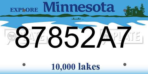 87852A7 Minnesota License Plate