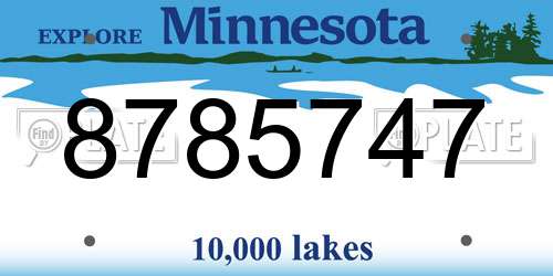 8785747 Minnesota License Plate