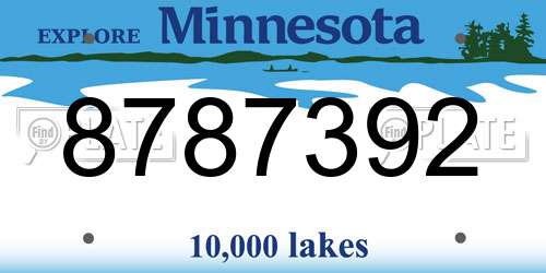 8787392 Minnesota License Plate
