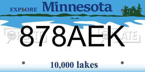 878AEK Minnesota License Plate