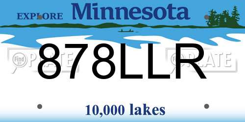 878LLR Minnesota License Plate