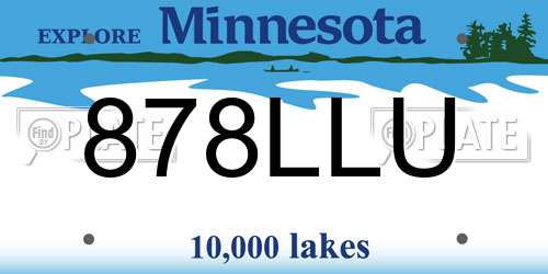 878LLU Minnesota License Plate