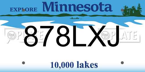 878LXJ Minnesota License Plate