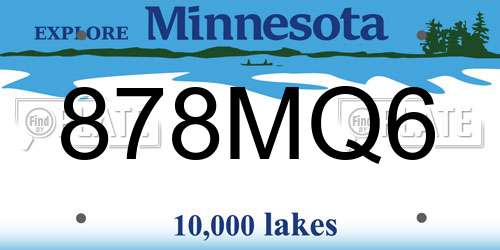 878MQ6 Minnesota License Plate