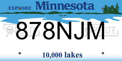 878NJM Minnesota License Plate