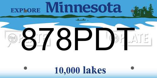 878PDT Minnesota License Plate