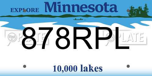 878RPL Minnesota License Plate