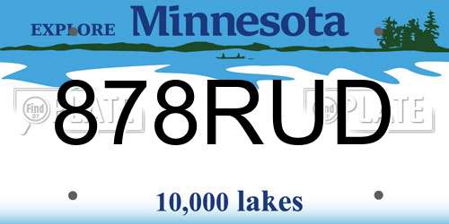 878RUD Minnesota License Plate