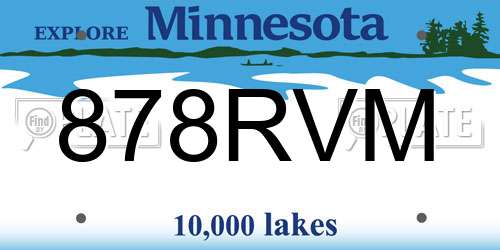 878RVM Minnesota License Plate