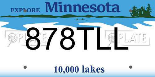 878TLL Minnesota License Plate