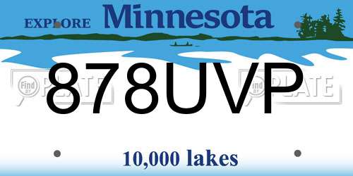 878UVP Minnesota License Plate