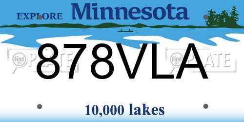 878VLA Minnesota License Plate
