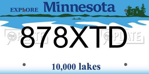 878XTD Minnesota License Plate