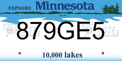 879GE5 Minnesota License Plate