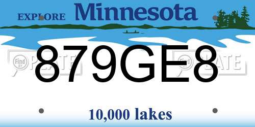 879GE8 Minnesota License Plate
