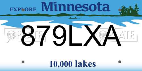 879LXA Minnesota License Plate
