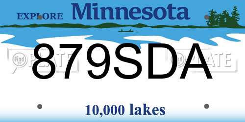 879SDA Minnesota License Plate