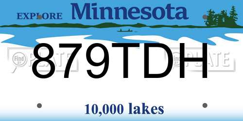 879TDH Minnesota License Plate