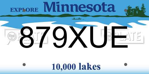 879XUE Minnesota License Plate