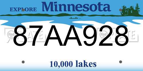 87AA928 Minnesota License Plate