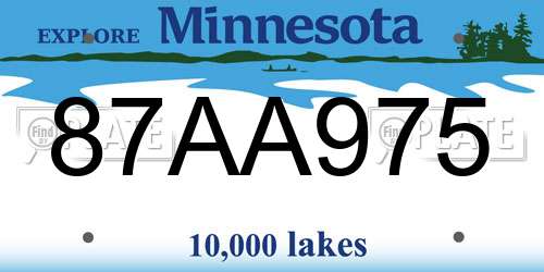 87AA975 Minnesota License Plate