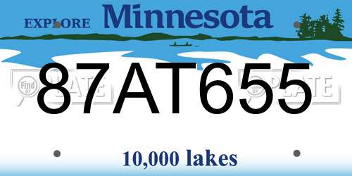 87AT655 Minnesota License Plate