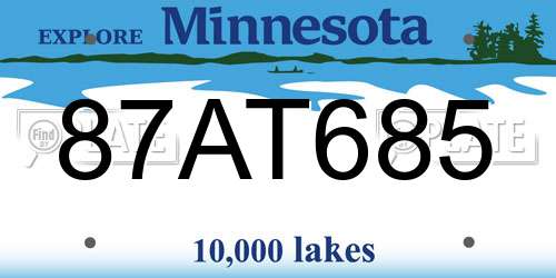87AT685 Minnesota License Plate