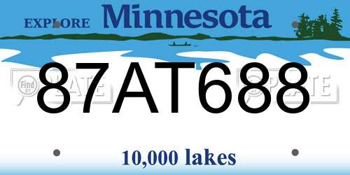87AT688 Minnesota License Plate