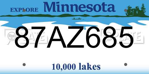 87AZ685 Minnesota License Plate
