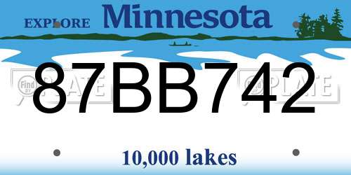 87BB742 Minnesota License Plate