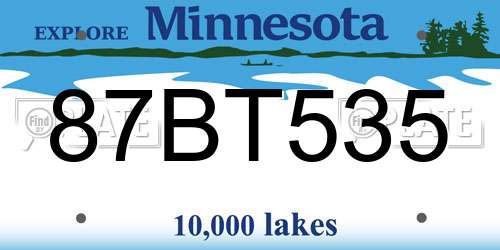 87BT535 Minnesota License Plate