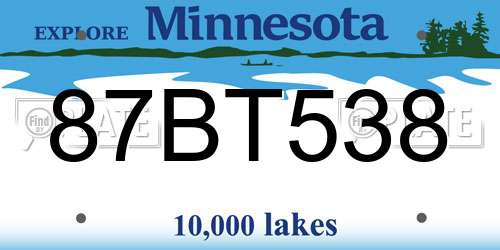 87BT538 Minnesota License Plate