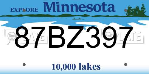 87BZ397 Minnesota License Plate