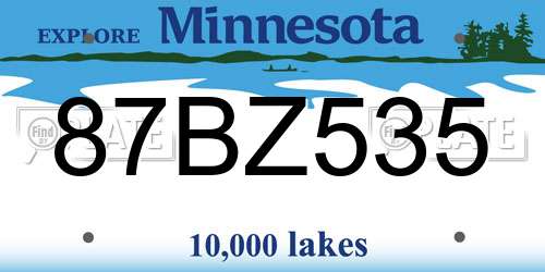 87BZ535 Minnesota License Plate