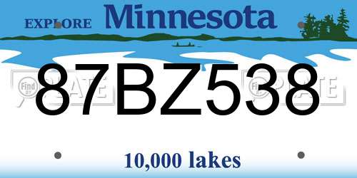 87BZ538 Minnesota License Plate