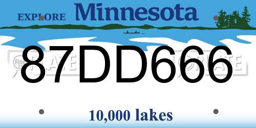 87DD666 Minnesota License Plate
