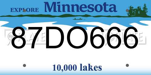 87DO666 Minnesota License Plate