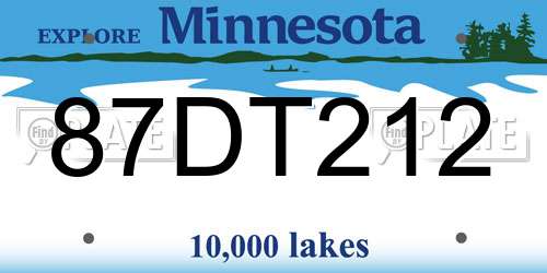 87DT212 Minnesota License Plate