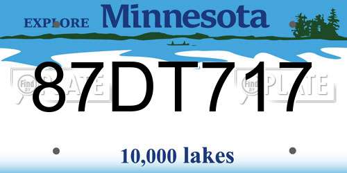 87DT717 Minnesota License Plate