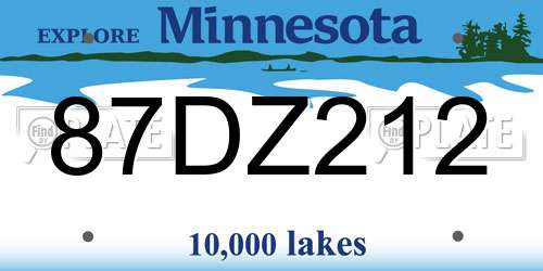 87DZ212 Minnesota License Plate