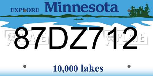87DZ712 Minnesota License Plate