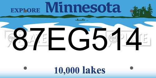 87EG514 Minnesota License Plate