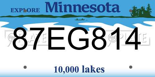 87EG814 Minnesota License Plate