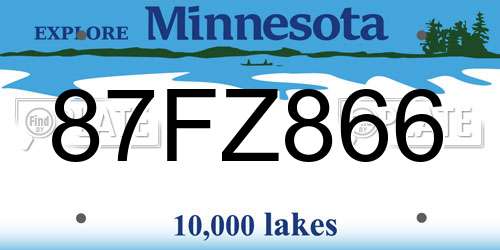 87FZ866 Minnesota License Plate