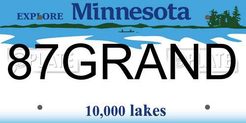 87GRAND Minnesota License Plate