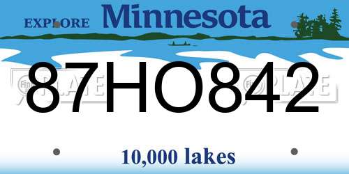 87HO842 Minnesota License Plate