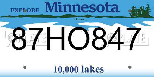 87HO847 Minnesota License Plate