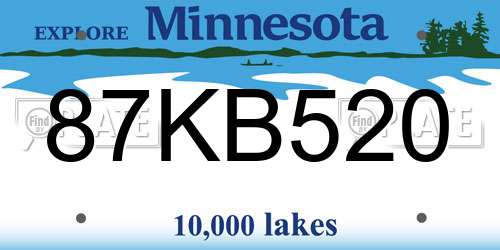 87KB520 Minnesota License Plate