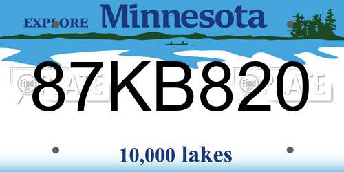 87KB820 Minnesota License Plate